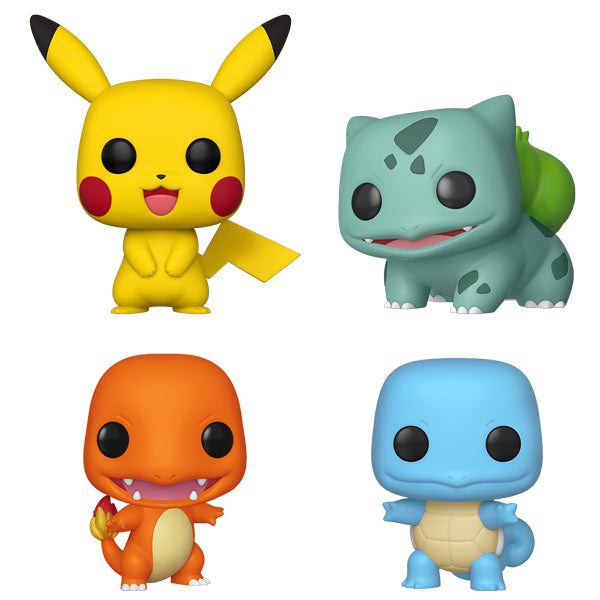 Pokemon - Pikachu, Bulbasaur, Charmander & Squirtle (Starters) Pop! Vinyl 4 Pack