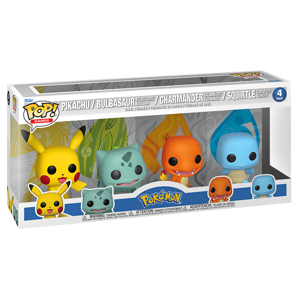 Pokemon - Pikachu, Bulbasaur, Charmander & Squirtle (Starters) Pop! Vinyl 4 Pack