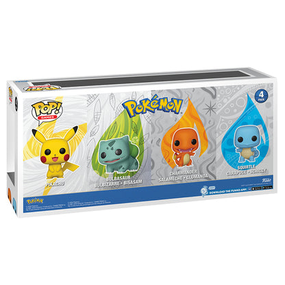 Pokemon - Pikachu, Bulbasaur, Charmander & Squirtle (Starters) Pop! Vinyl 4 Pack