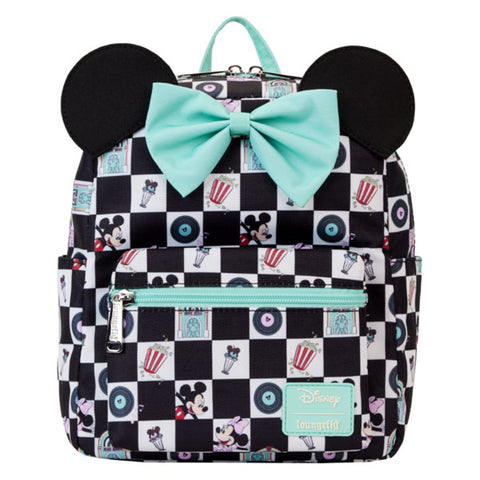 Image of Loungefly - Disney - Mickey & Minnie Date Diner AOP Nylon Backpack