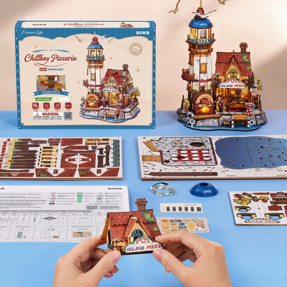 Robotime - ROKR Chillbay Pizzeria Mechanical Wooden 3D Puzzle