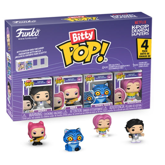 K-Pop Demon Hunters - Mira, Bobby, Derpy, & Romance Bitty Pop! Vinyl 4 Pack