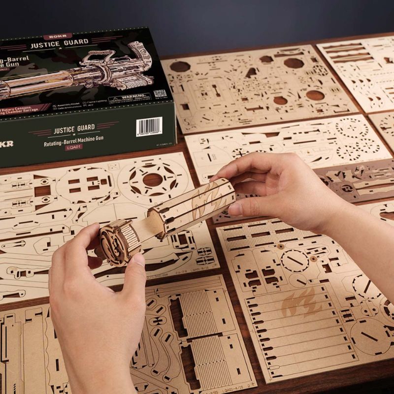 Robotime DIY Rotating Barrel Toy Machine Gun