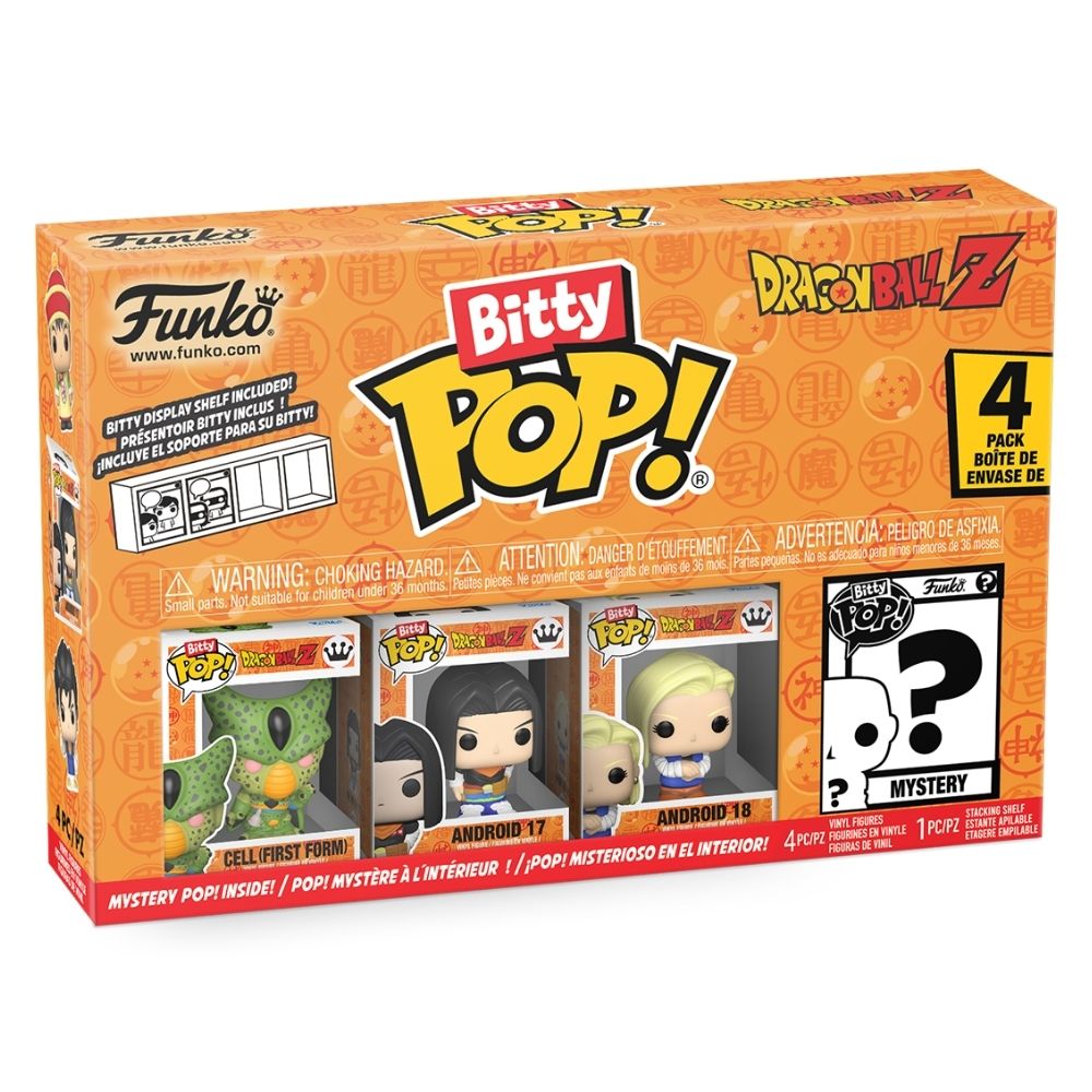 Dragon Ball Z - Cell (First Form), Android 17, Android 18 & Mystery Bitty Pop! Vinyl 4 Pack