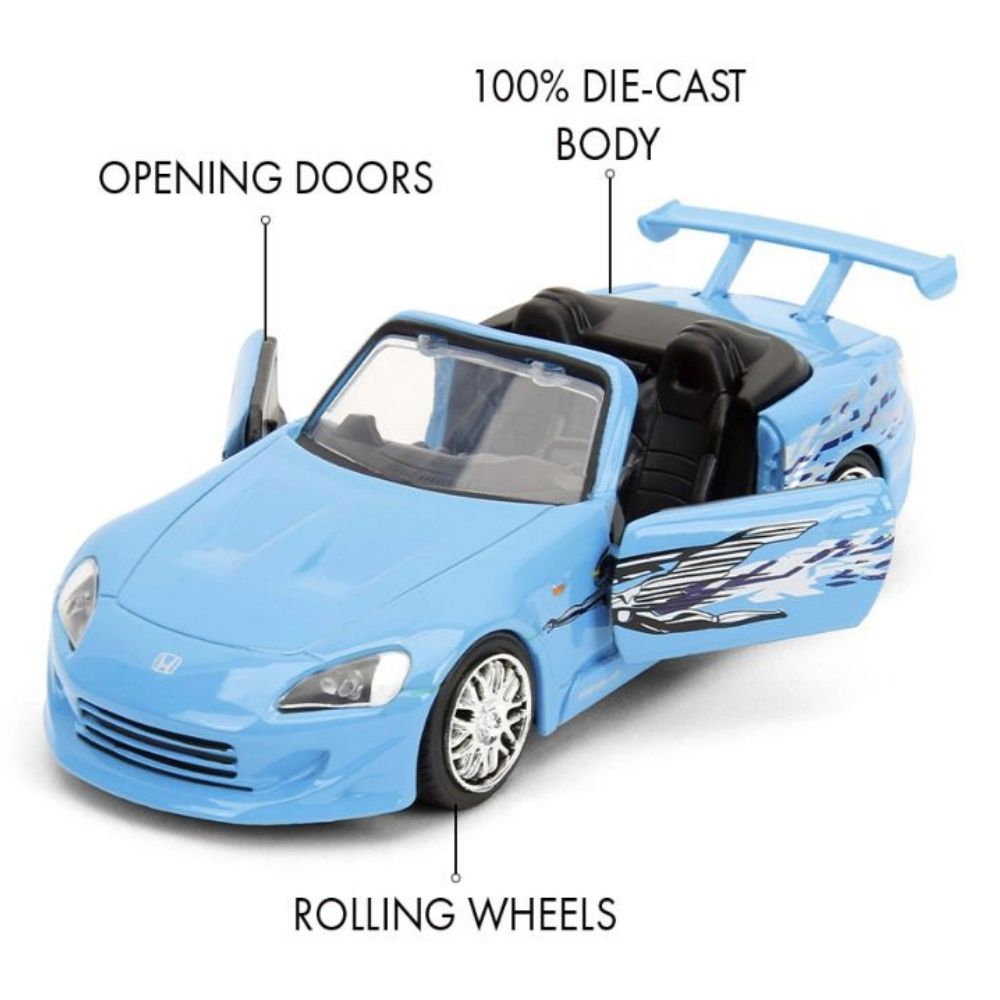 Fast & Furious - 2001 Honda S2000 1:32 Scale Diecast Vehicle (Blue Remix)