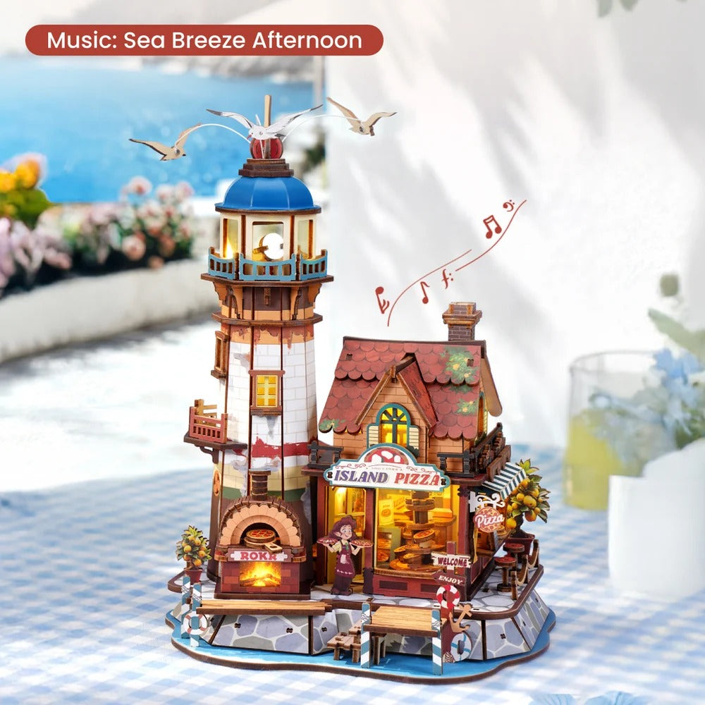 Robotime - ROKR Chillbay Pizzeria Mechanical Wooden 3D Puzzle
