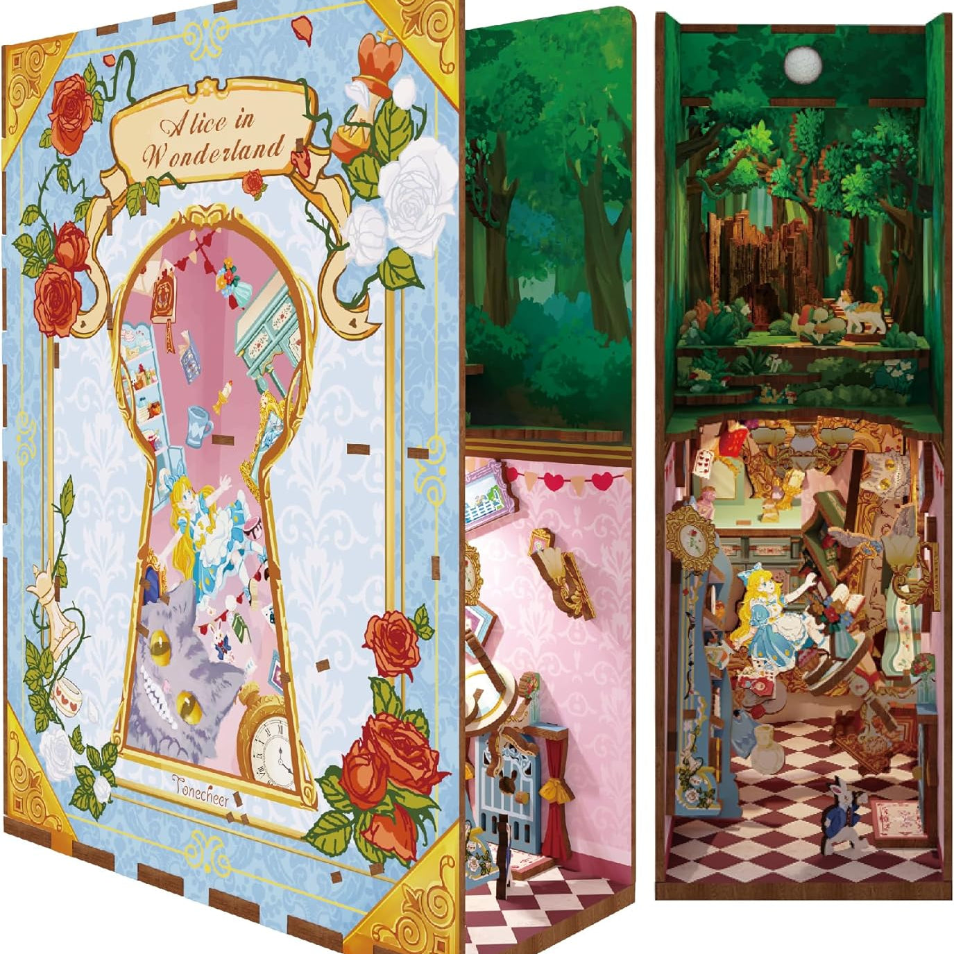 Tonecheer Alice in Wonderland Book Nook Wooden Model Kit