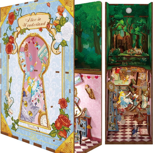 Tonecheer Alice in Wonderland Book Nook Wooden Model Kit