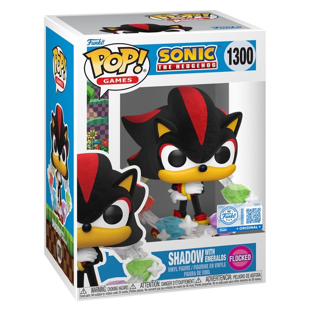 Sonic the Hedgehog - Shadow with Emeralds US Exclusive Flocked Pop! Vinyl