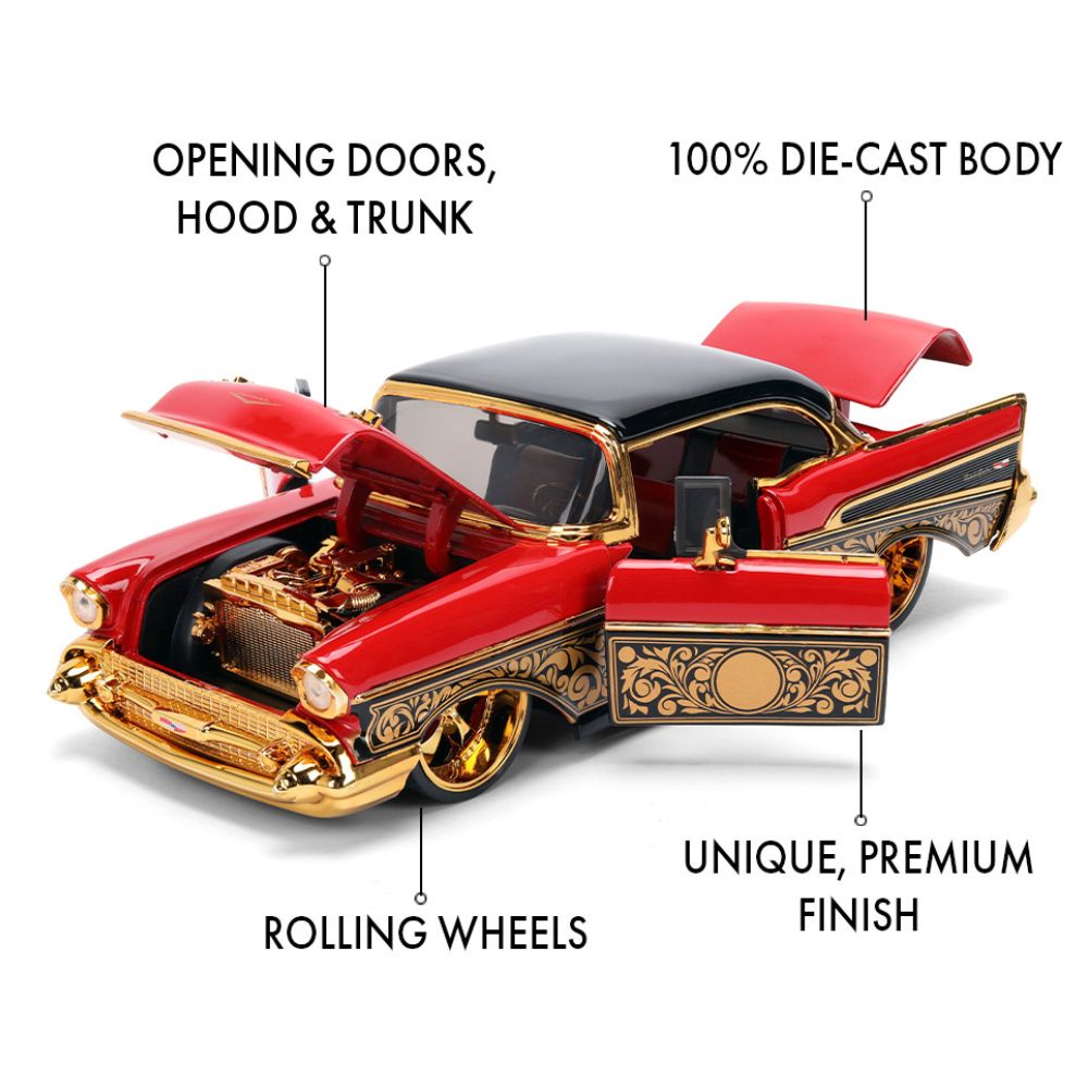 Pink Slips - 1:24 1957 BelAir (Red/Gold) Diecast Vehicle