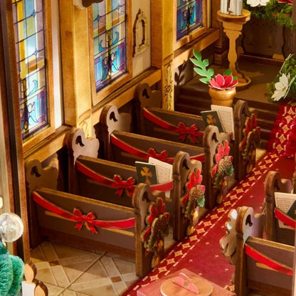 Robotime - Rolife Caroling Christmas Cathedral DIY Book Nook
