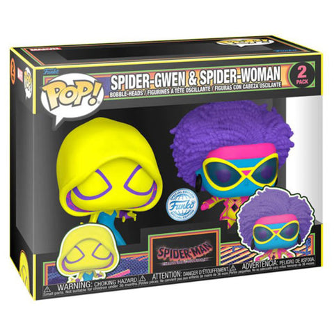Image of Spider-Man: Across the Spider-Verse - Spider-Gwen & Spider-Woman US Exclusive Blacklight Pop! 2-Pack