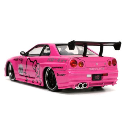 Image of Hello Kitty - 2002 Nissan GTR (R34) with Hello Kitty 1:24 Scale Dieast Vehicle