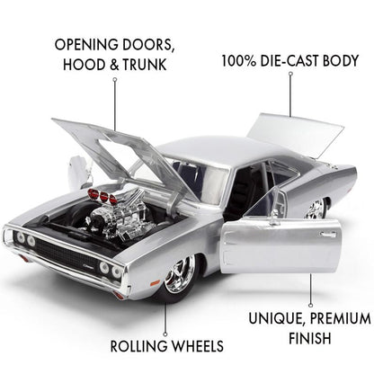 Fast & Furious - Dom’s 1970 Dodge Charger Anniversary Diecast Vehicle Silver Finish