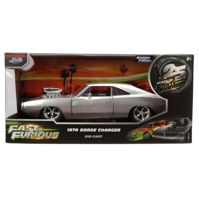 Fast & Furious - Dom’s 1970 Dodge Charger Anniversary Diecast Vehicle Silver Finish