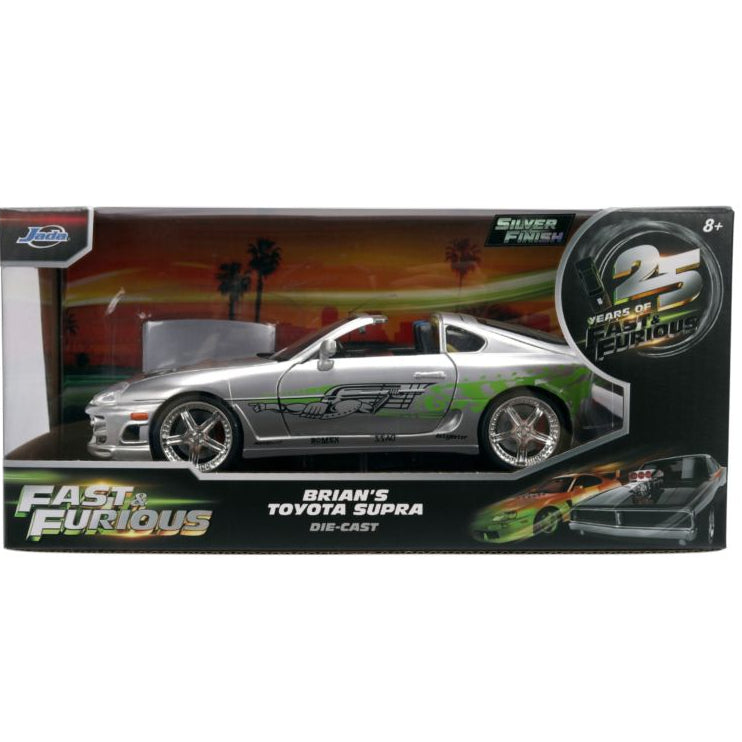 Fast & Furious - Brian's 1995 Toyota Supra Anniversary 1:24 Scale Diecast Vehicle Silver Finish