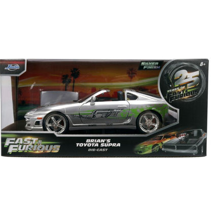 Fast & Furious - Brian's 1995 Toyota Supra Anniversary 1:24 Scale Diecast Vehicle Silver Finish