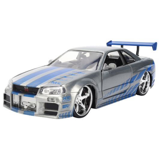 Fast & Furious - Brian's 2002 Nissan Skyline GT-R (BNR34) 1:24 Scale Diecast Vehicle Colour Brush Finish