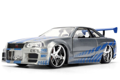 Fast & Furious - Brian's 2002 Nissan Skyline GT-R (BNR34) 1:24 Scale Diecast Vehicle Colour Brush Finish