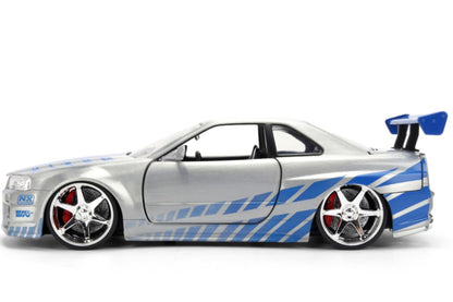 Fast & Furious - Brian's 2002 Nissan Skyline GT-R (BNR34) 1:24 Scale Diecast Vehicle Colour Brush Finish