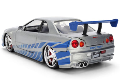 Fast & Furious - Brian's 2002 Nissan Skyline GT-R (BNR34) 1:24 Scale Diecast Vehicle Colour Brush Finish