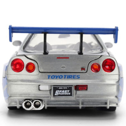 Fast & Furious - Brian's 2002 Nissan Skyline GT-R (BNR34) 1:24 Scale Diecast Vehicle Colour Brush Finish