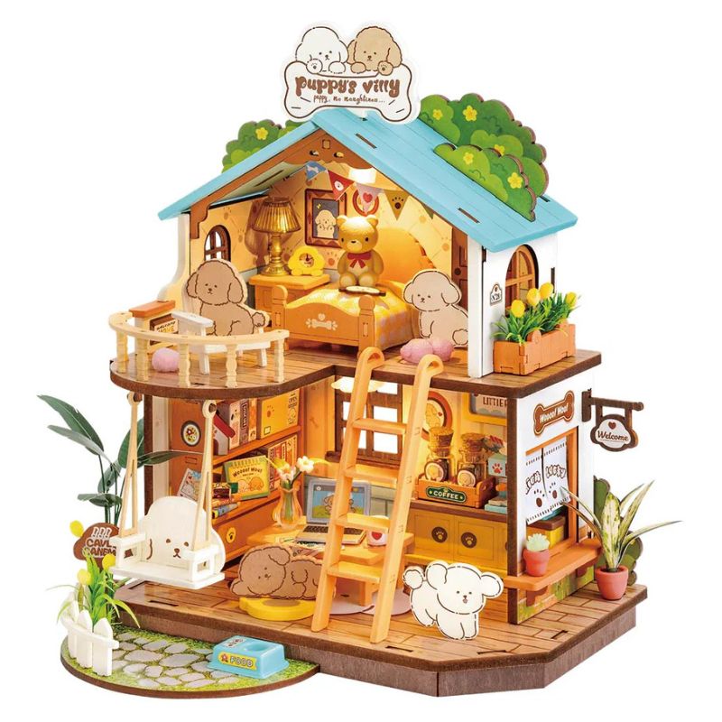 Robotime DIY Mini House Puppys Cozy Villa