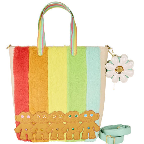 Loungefly - Good Luck Trolls - Trolls with Faux Fur Tote Bag & Detachable Coin Bag