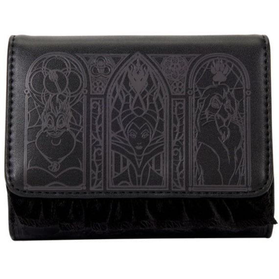 Loungefly - Disney Villains - Black Faux Leather with Velvet Trim Tri-Fold Wallet