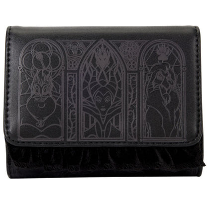 Loungefly - Disney Villains - Black Faux Leather with Velvet Trim Tri-Fold Wallet