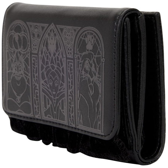 Loungefly - Disney Villains - Black Faux Leather with Velvet Trim Tri-Fold Wallet