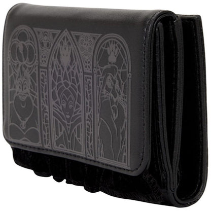 Loungefly - Disney Villains - Black Faux Leather with Velvet Trim Tri-Fold Wallet