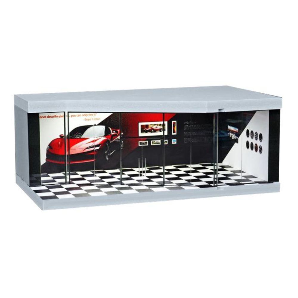 1:64 Diorama - Black and White Grid Exhibition Hall Miniature Scene