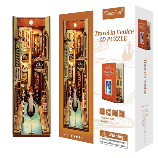 Tonecheer Travel In Venice Book Nook Wooden Model Kit
