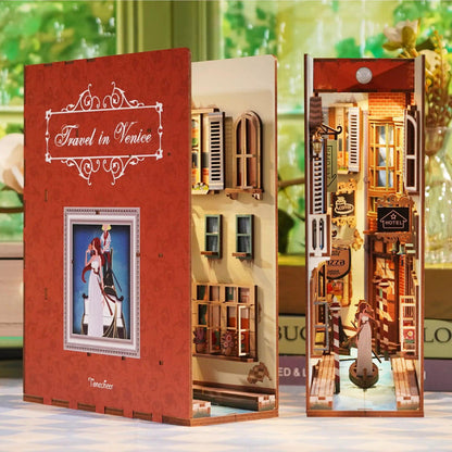Tonecheer Travel In Venice Book Nook Wooden Model Kit