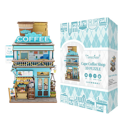 Tonecheer Cape Coffee Shop Puzzle Storage Box Wooden Model Kit