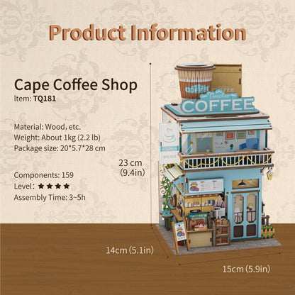 Tonecheer Cape Coffee Shop Puzzle Storage Box Wooden Model Kit