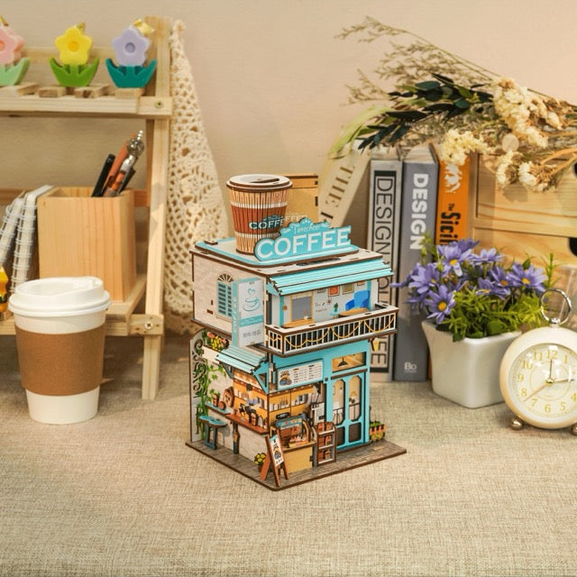 Tonecheer Cape Coffee Shop Puzzle Storage Box Wooden Model Kit