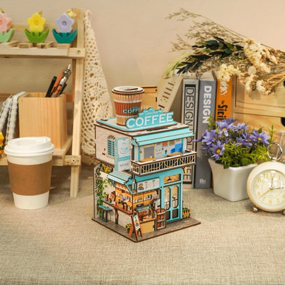 Tonecheer Cape Coffee Shop Puzzle Storage Box Wooden Model Kit