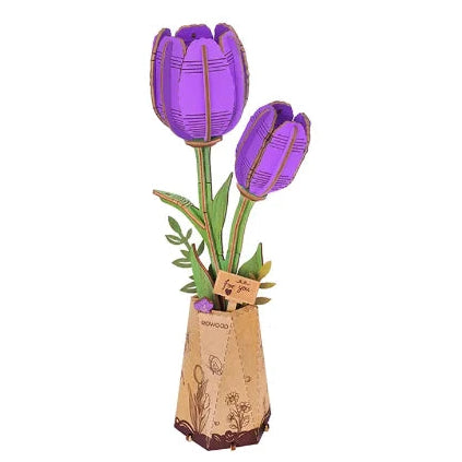 Robotime - Wood Bloom Purple Tulip