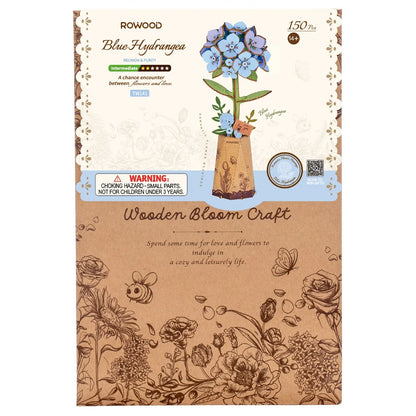 Robotime - Rowood Blue Hydrangea DIY Wooden Flower