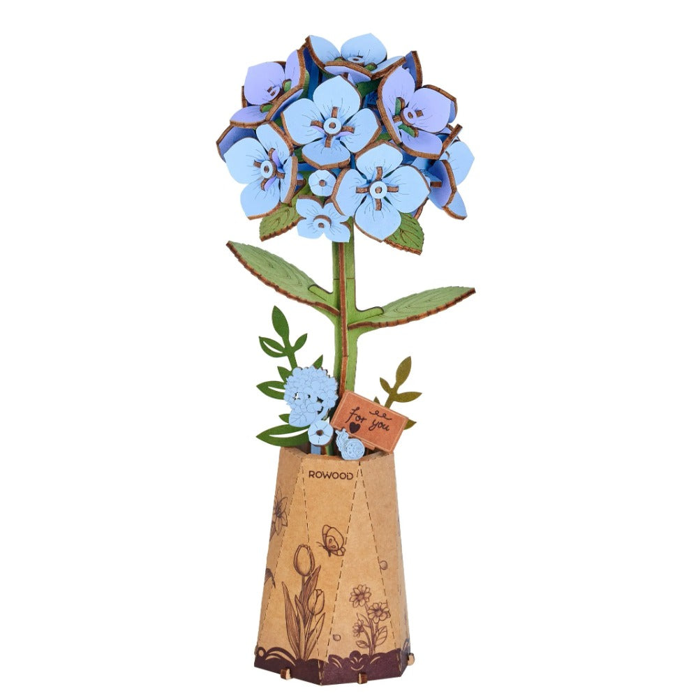 Robotime - Rowood Blue Hydrangea DIY Wooden Flower