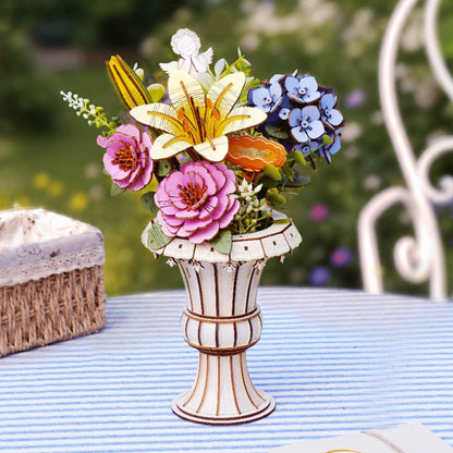 Robotime - Rowood Misty Pink Bouquet DIY 3D Puzzle