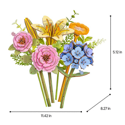 Robotime - Rowood Misty Pink Bouquet DIY 3D Puzzle