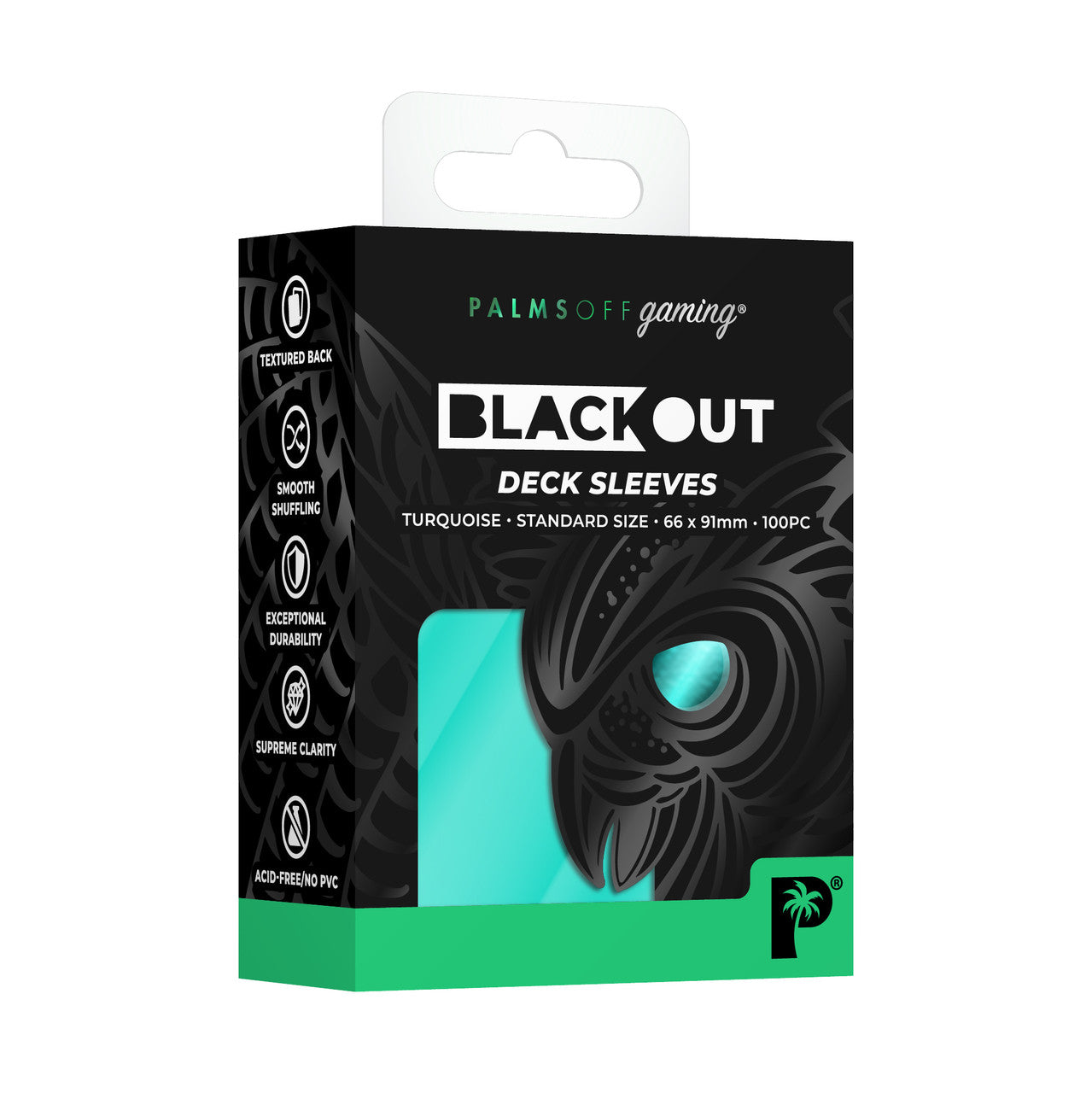 Palms Off Blackout Deck Sleeves Turquoise 100 pc
