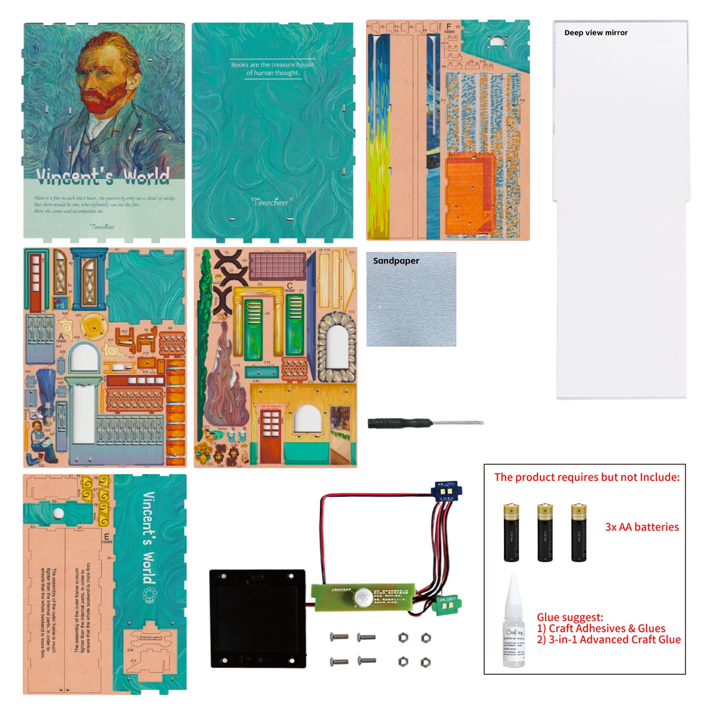 Tonecheer Vincents World Book Nook Wooden Model Kit