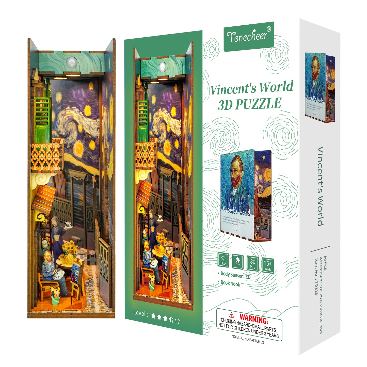 Tonecheer Vincents World Book Nook Wooden Model Kit