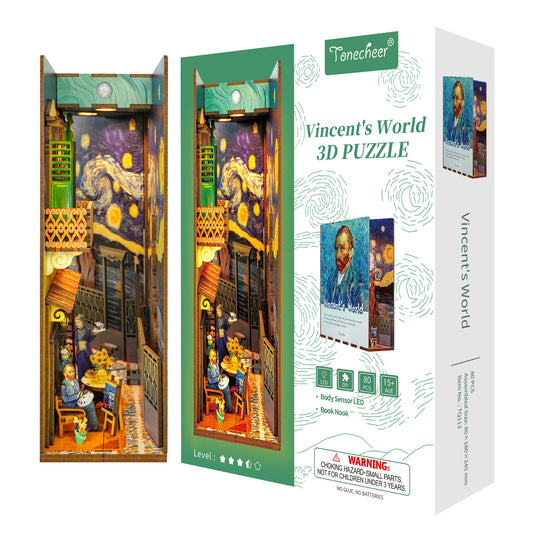 Tonecheer Vincents World Book Nook Wooden Model Kit