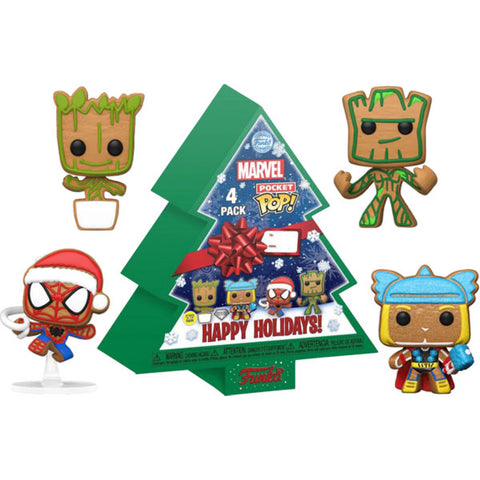 Image of Marvel - Tree Holiday Box US Exclusive Pocket Pop! 4-Pack