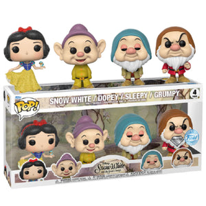Snow White (1937) - Snow White, Dopey, Sleepy, Grumpy Exclusive Diamond Glitter Pop! 4-Pack
